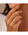 Bague Diamant Poire Halo &  Pavée Or 18K | Orelyna
