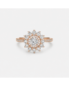Bague Diamant Rond  Double Halo Floral – Or 18K
