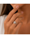 Bague Diamant Rond  Double Halo Floral – Or 18K