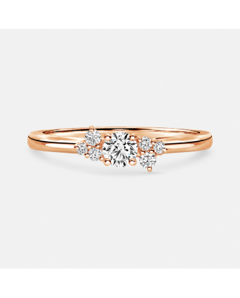 Bague Diamant Rond  Asymétrique Or 18K | Orelyna