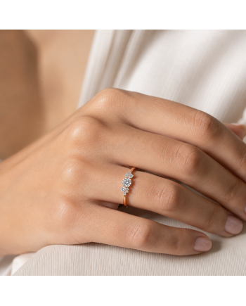 Bague Diamant Rond  Asymétrique Or 18K | Orelyna