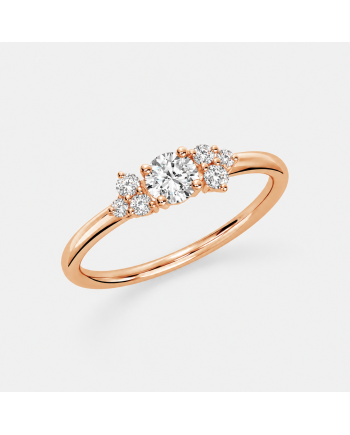 Bague Diamant Rond  Asymétrique Or 18K | Orelyna