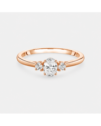 Bague Trilogie Diamant  Ovale Or 18K | Orelyna