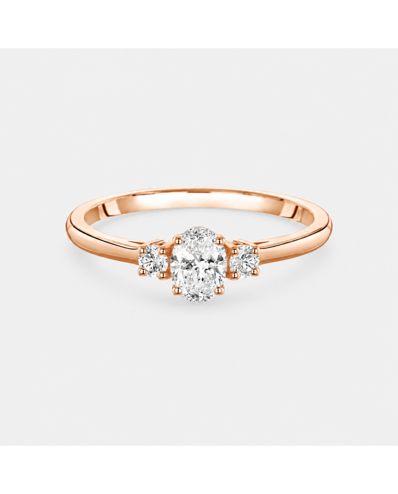 Bague Trilogie Diamant  Ovale Or 18K | Orelyna