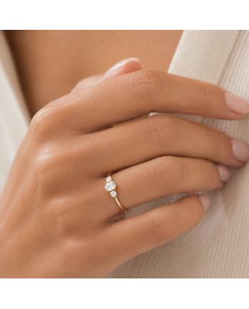 Bague Trilogie Diamant  Ovale Or 18K | Orelyna