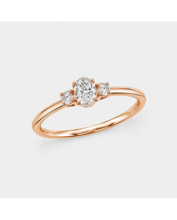 Bague Trilogie Diamant  Ovale Or 18K | Orelyna