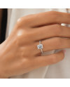 Bague Diamant Taille Émeraude  Pavée Or 18K | Orelyna