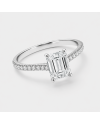 Bague Diamant Taille Émeraude  Pavée Or 18K | Orelyna