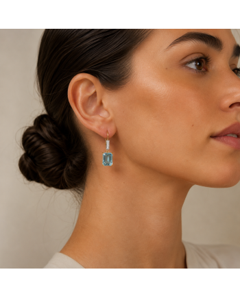 Boucles d'Oreilles Or Jaune 14K - Topaze & Diamants