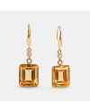 Boucles d'Oreilles Or Jaune 14K - Citrine Solaire & Diamants