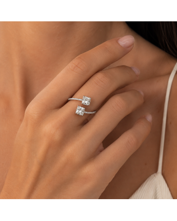 Bague Fine Or Blanc - 2,61 CT Diamant LAB GROWN - Certifiée HRD
